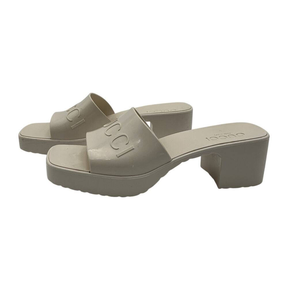 Gucci Rubber Logo Platform Slide Sandals Size 37 EU / 7 US - Picture 2 of 6